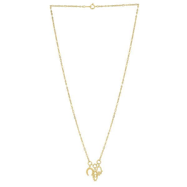 Drop Necklace with Lucky Charms in 14K Yellow Gold