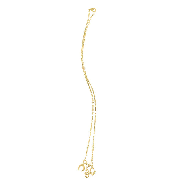 Drop Necklace with Lucky Charms in 14K Yellow Gold