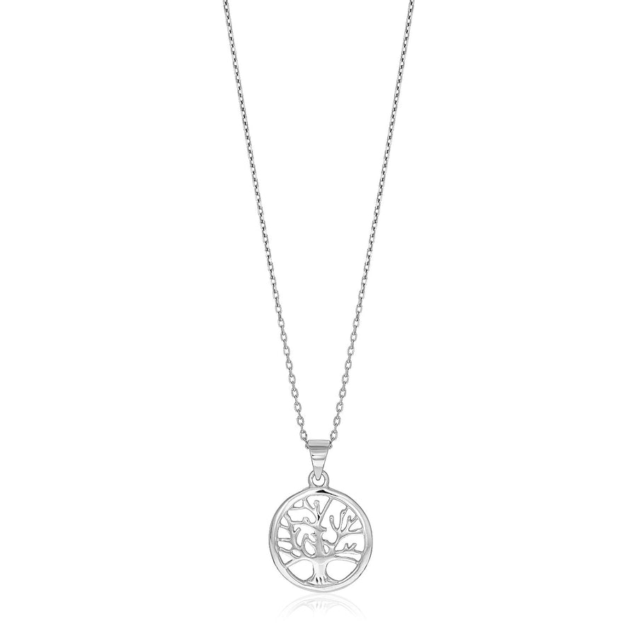 Sterling Silver inch Round Tree of Life Necklace