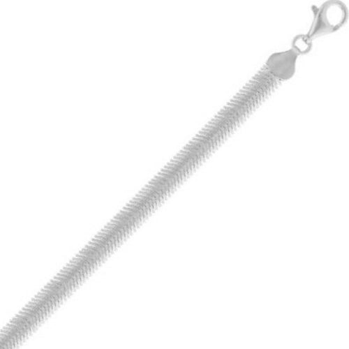 Sterling Silver Rhodium Plated Oval Snake Chain (6.40 mm)