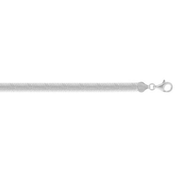 Sterling Silver Rhodium Plated Oval Snake Chain (6.40 mm)