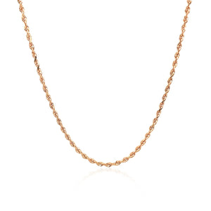 14k Rose Gold Solid Diamond Cut Rope Chain (1.6 mm)