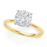 10K yellow gold ring with 1 cushion diamond stone in solitaire setting thumbnail 1