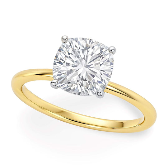 10K yellow gold ring with 1 cushion diamond stone in solitaire setting