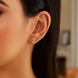 14K Yellow Gold Yours Truly Initial Z Stud Earrings thumbnail 2