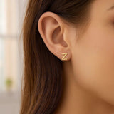 14K Yellow Gold Yours Truly Initial Z Stud Earrings thumbnail 3