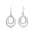 Sterling silver 925 open puffed teardrop dangle earrings with polished finish