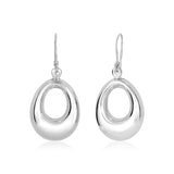 Sterling Silver Polished Open Puffed Teardrop Dangle Earrings thumbnail 1