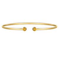14K Yellow Gold Citrine Open Cuff Bangle (2.00 mm)