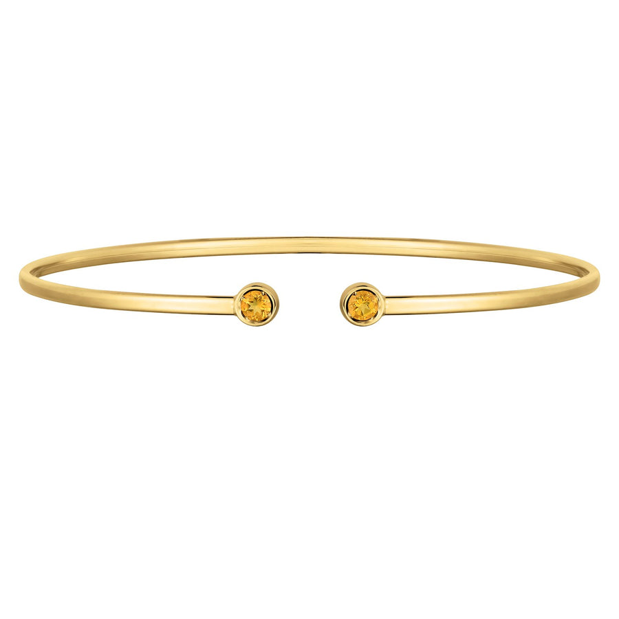 14K Yellow Gold Citrine Open Cuff Bangle (2.00 mm)