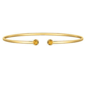 14K Yellow Gold Citrine Open Cuff Bangle (2.00 mm)
