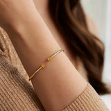 14K Yellow Gold Citrine Open Cuff Bangle (2.00 mm) thumbnail 3