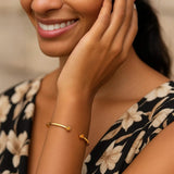 14K Yellow Gold Citrine Open Cuff Bangle (2.00 mm) thumbnail 4