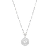 925 sterling silver rhodium plated sand dollar pendant necklace thumbnail 1
