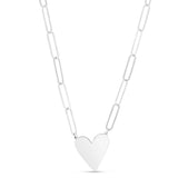 925 rhodium-plated sterling silver paperclip necklace with heart-shaped detail thumbnail 1