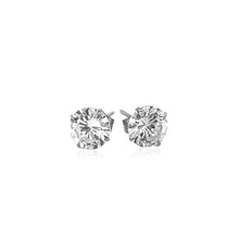 Load image into Gallery viewer, 14k White Gold Stud Earrings with White Hue Faceted Cubic Zirconia(6mm)