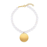 14k Yellow Gold Pearl Tag Charm Bracelet thumbnail 2