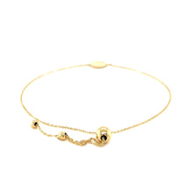 Load image into Gallery viewer, Adjustable Bracelet with Shiny Circle in 14k Yellow Gold (7.50 mm)