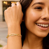 14k Yellow Gold 7 1/4 inch Bombay Paperclip Chain Bracelet (5.60 mm) thumbnail 3