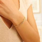 14k Yellow Gold 7 1/4 inch Bombay Paperclip Chain Bracelet (5.60 mm) thumbnail 5