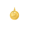 14K yellow gold Virgin Mary religious pendant with raised relief motif