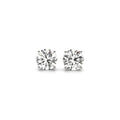 14K white gold stud earrings with 2 round diamond stones