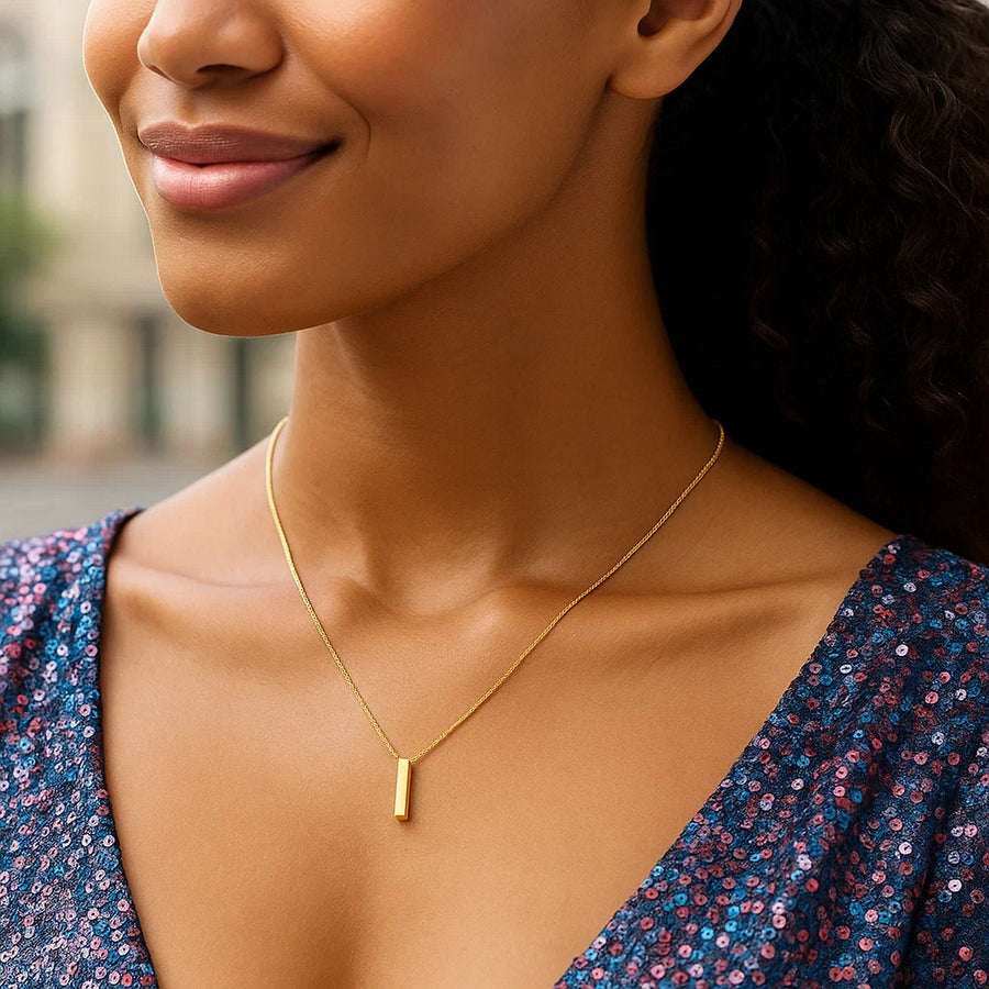 14K Yellow Gold Yours Truly Block Letter Initial I Necklace