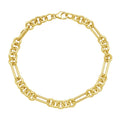 14K yellow gold five-and-one paperclip link chain bracelet with lobster clasp