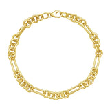 14K yellow gold five-and-one paperclip link chain bracelet with lobster clasp thumbnail 1