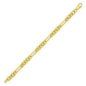 14K Yellow Gold Five And One Paperclip Link Chain Bracelet