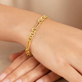 14K Yellow Gold Five And One Paperclip Link Chain Bracelet thumbnail 3