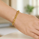 14K Yellow Gold Five And One Paperclip Link Chain Bracelet thumbnail 4