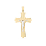 14k Two Tone Gold High Polish Diamond Cut Cross Pendant thumbnail 1