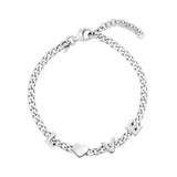 Sterling Silver Rhodium Plated Love Chain Bracelet thumbnail 2