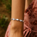 Sterling Silver Rhodium Plated Love Chain Bracelet thumbnail 6