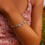Sterling Silver Rhodium Plated Love Chain Bracelet thumbnail 7