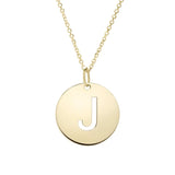14K Yellow Gold Disc Initial J Pendant thumbnail 1