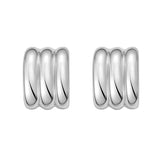 Sterling Silver Triple Row C Hoop Earrings thumbnail 2