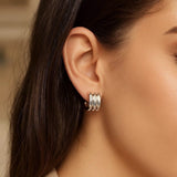 Sterling Silver Triple Row C Hoop Earrings thumbnail 3