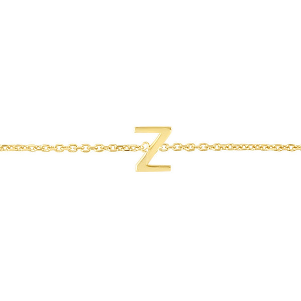 14K Yellow Gold Mini Initial Z Bracelet
