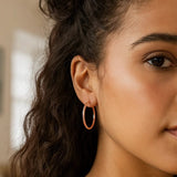 Classic Hoop Earrings in 14K Rose Gold (2x30 mm) thumbnail 3