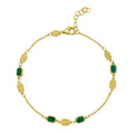 14K yellow gold hexagon link bracelet with malachite inlay panels