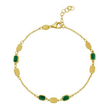 14K Yellow Gold Hexagon Malachite Inlay Links Bracelet thumbnail 1