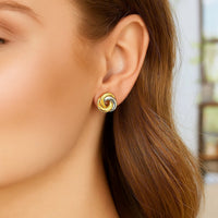 14k Two-Tone Gold Shiny Intertwined Open Circle Earrings