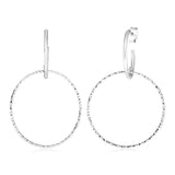 Sterling silver interlocking circle dangle earrings with polished open rings thumbnail 1