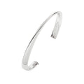 Sterling silver rhodium plated sculpted cuff bangle with open back