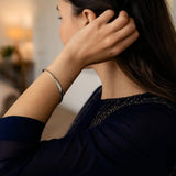 Sterling Silver Rhodium Plated Sculpted Cuff Bangle thumbnail 3
