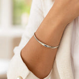Sterling Silver Rhodium Plated Sculpted Cuff Bangle thumbnail 4