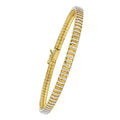 14K two-tone gold mini diamante link bracelet, 4.00 mm width