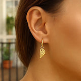 14K Yellow Gold Hoop Earrings with Angel Wings thumbnail 2